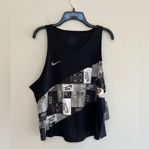 Nike NWT Women's Iconic Running Singlet Tank Top in Black, XL - Picture 3 of 8